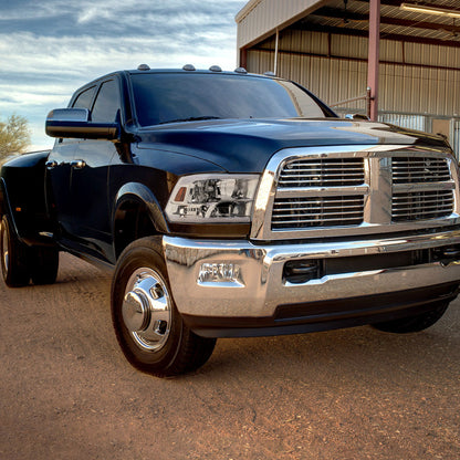 Ronnin - Fits 2009-2018 Ram 1500 2500 3500 2019-2024 Ram 1500 Classic Factory Replacement Upgraded LED Running Lights Headlights Assembly Pair | Chrome