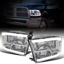 Ronnin - Fits 2009-2018 Ram 1500 2500 3500 2019-2024 Ram 1500 Classic Factory Replacement Upgraded LED Running Lights Headlights Assembly Pair | Chrome