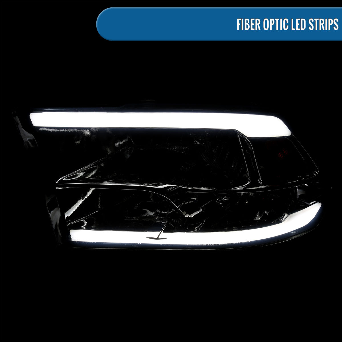 Ronnin - Fits 2009-2018 Ram 1500 2500 3500 2019-2024 Ram 1500 Classic Factory Replacement Upgraded LED Running Lights Headlights Assembly Pair | Smoke