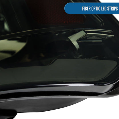 Ronnin - Fits 2009-2018 Ram 1500 2500 3500 2019-2024 Ram 1500 Classic Factory Replacement Upgraded LED Running Lights Headlights Assembly Pair | Smoke