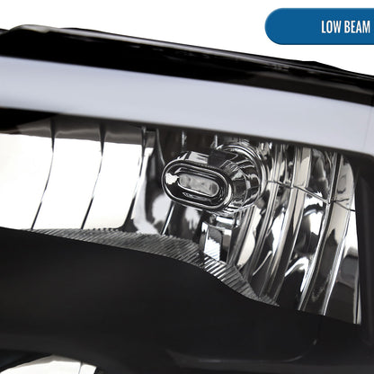 Ronnin - Fits 2009-2018 Ram 1500 2500 3500 2019-2024 Ram 1500 Classic Factory Replacement Upgraded LED Running Lights Headlights Assembly Pair | Black