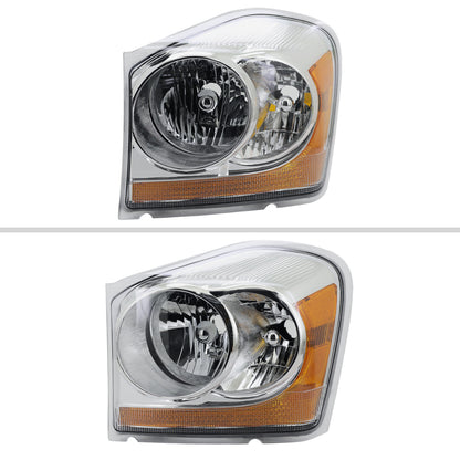 Ronnin - Fits 2004-2006 Dodge Durango Headlights Assembly Head Lamps Factory Replacement Pair | Chrome