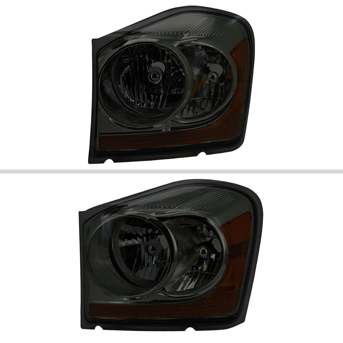 Ronnin - Fits 2004-2006 Dodge Durango Headlights Assembly Head Lamps Factory Replacement Pair | Smoke