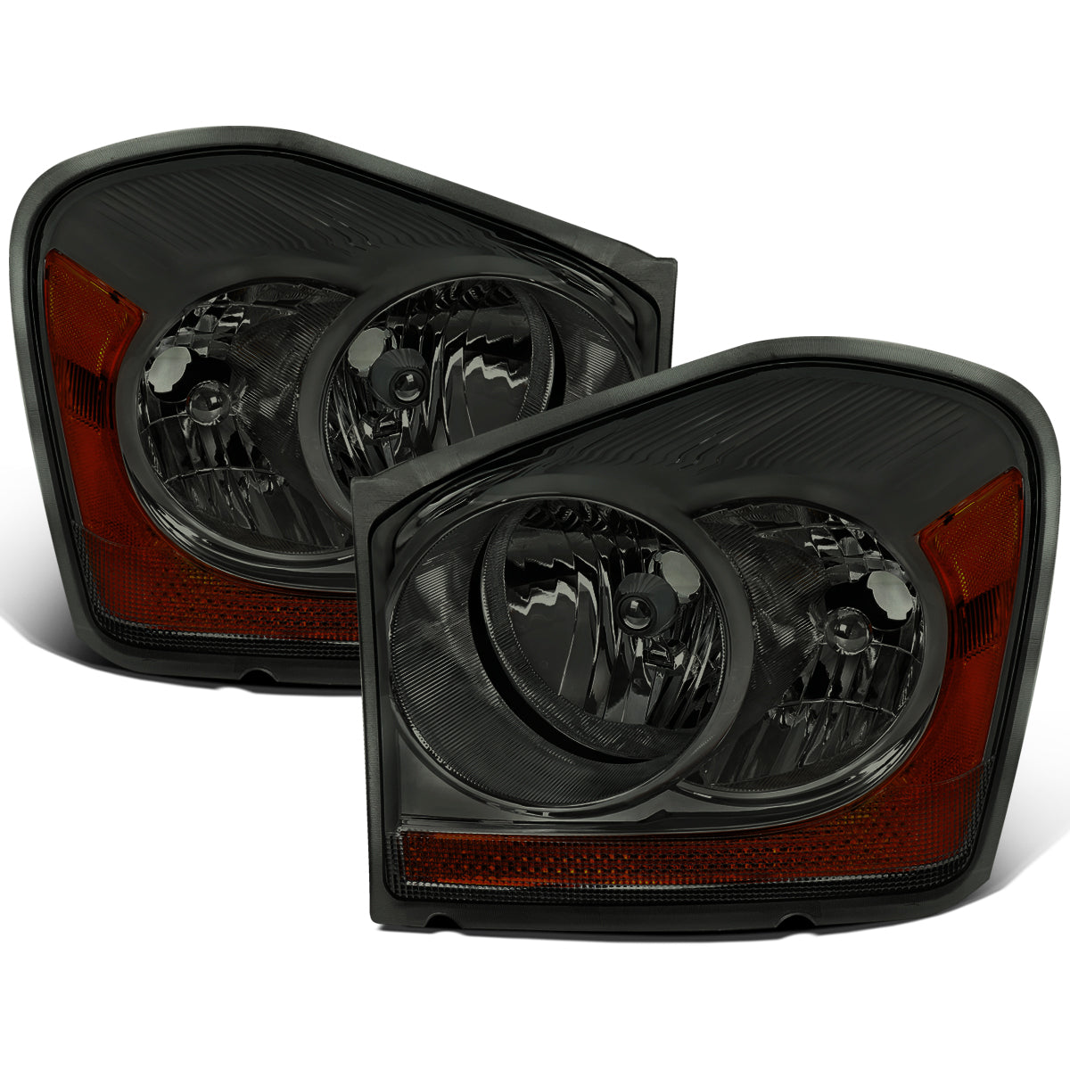 Ronnin - Fits 2004-2006 Dodge Durango Headlights Assembly Head Lamps Factory Replacement Pair | Smoke