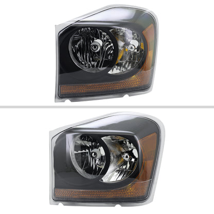 Ronnin - Fits 2004-2006 Dodge Durango Headlights Assembly Head Lamps Factory Replacement Pair | Black