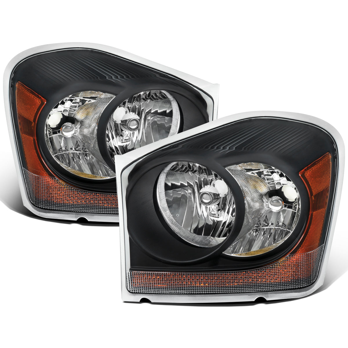 Ronnin - Fits 2004-2006 Dodge Durango Headlights Assembly Head Lamps Factory Replacement Pair | Black