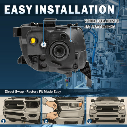 Ronnin - Compatible con Honda Element 2003-2008 Par de faros delanteros de repuesto | Cromado