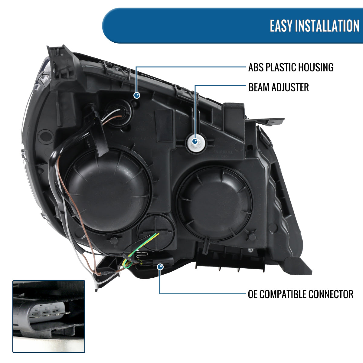 Ronnin - Fits 2010-2015 Chevy Equinox LT LS Factory Replacement Halogen Headlights Assembly | Chrome | Left Driver Side