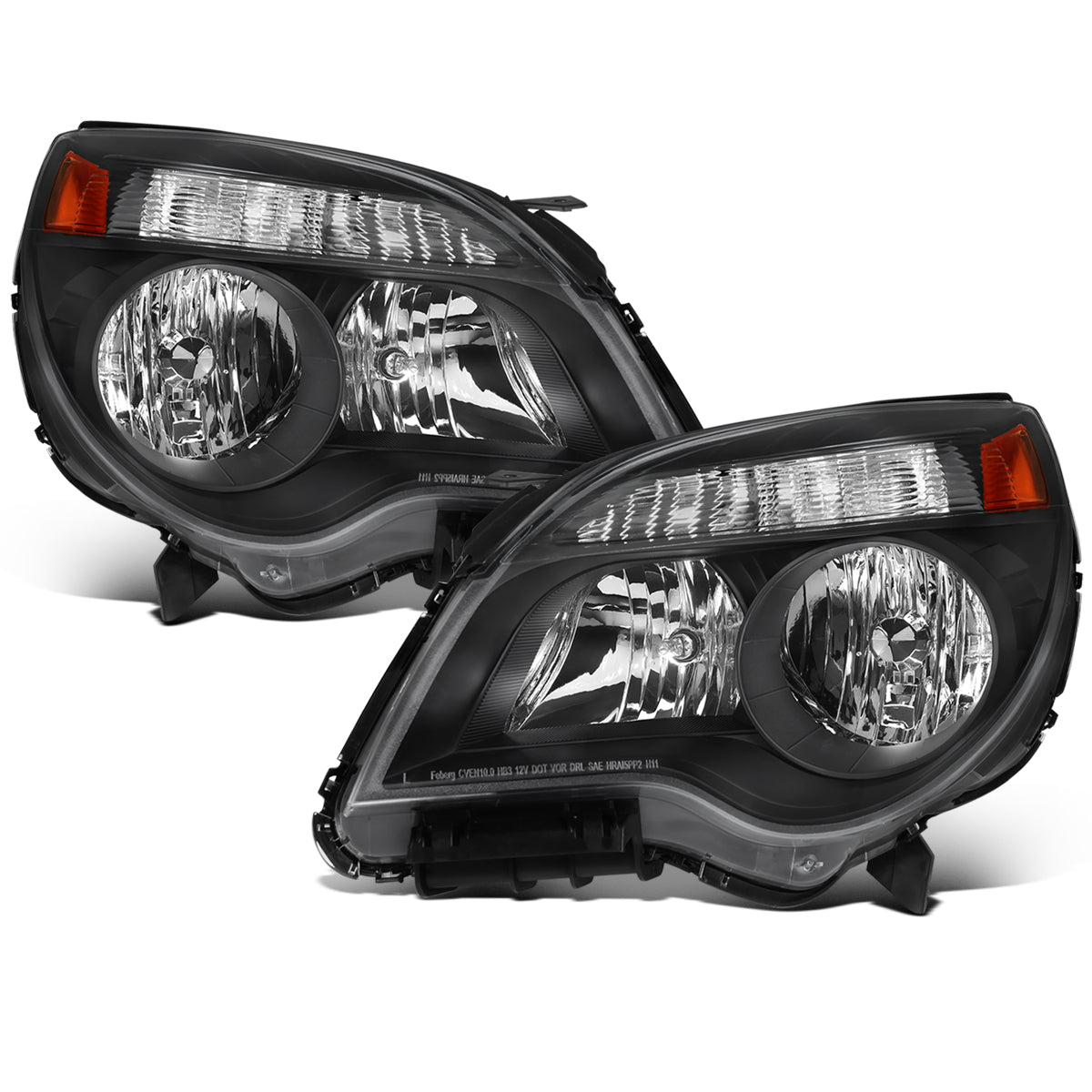 Ronnin - Fits 2010-2015 Chevy Equinox LT LS Factory Replacement Halogen Headlights Assembly Pair | Black