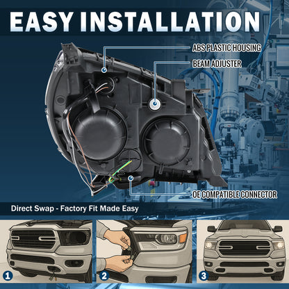Ronnin - Compatible con Chevy Equinox LT LS 2010-2015 | Conjunto de faro delantero halógeno de repuesto | Cromado | Lado izquierdo del conductor