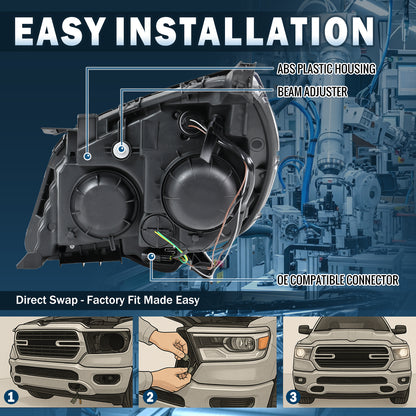 Ronnin - Compatible con Chevy Equinox LT LS 2010-2015 | Montaje de faros halógenos de repuesto | Cromado | Lado del pasajero derecho