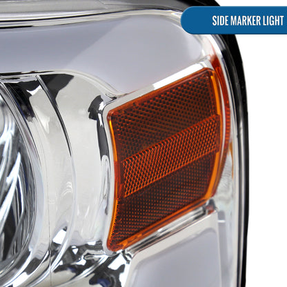 Ronnin - Fits 2004-2008 Ford F150 2006-2008 Lincoln Mark LT Headlights Assembly LED Tube Parking Lamps Replacement Pair | Chrome