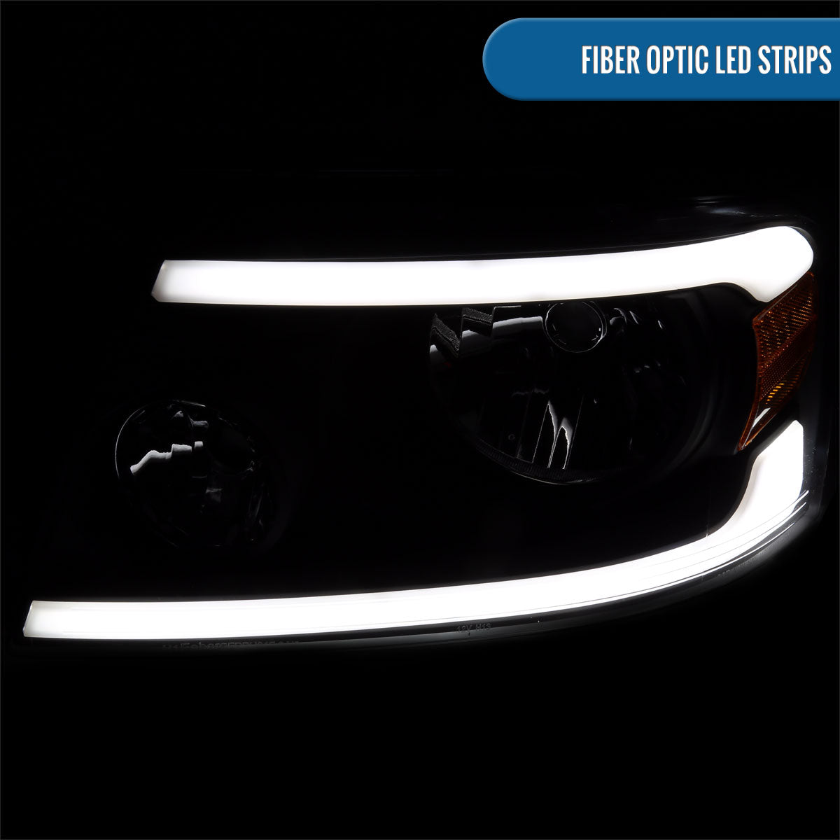 Ronnin - Fits 2004-2008 Ford F150 2006-2008 Lincoln Mark LT  Headlights Assembly LED Tube Parking Lamps Replacement Pair | Black