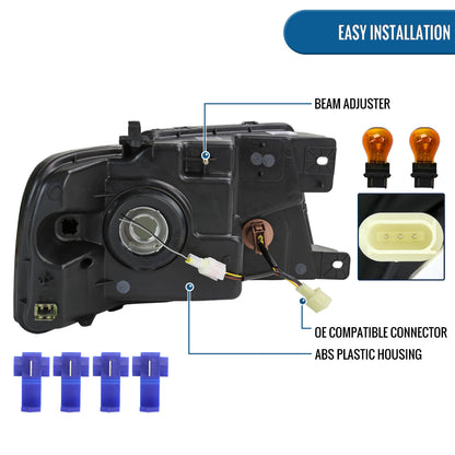 Ronnin - Fits 2004-2008 Ford F150 2006-2008 Lincoln Mark LT  Headlights Assembly LED Tube Parking Lamps Replacement Pair | Black