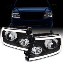 Ronnin - Fits 2004-2008 Ford F150 2006-2008 Lincoln Mark LT  Headlights Assembly LED Tube Parking Lamps Replacement Pair | Black