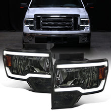 Ronnin - Fits 2009-2014 Ford F150 Upgraded LED Running Tube Lights Headlights Replacement Assembly Pair | Smoke