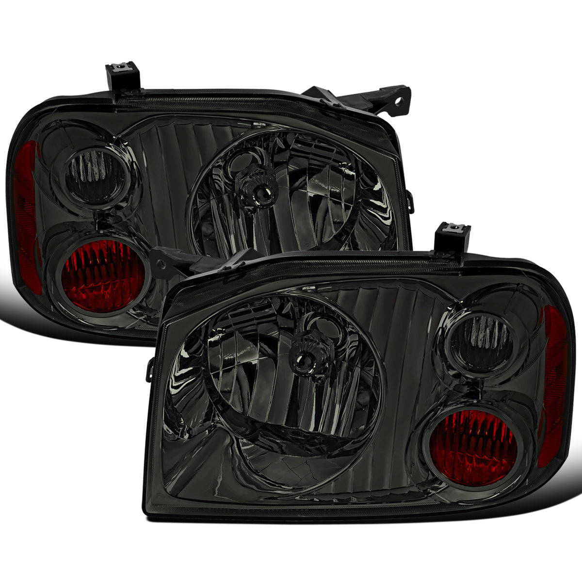 Ronnin - Compatible con Nissan Frontier 2001-2004 Conjunto de faros delanteros halógenos Reemplazo de fábrica Par | Ahumado
