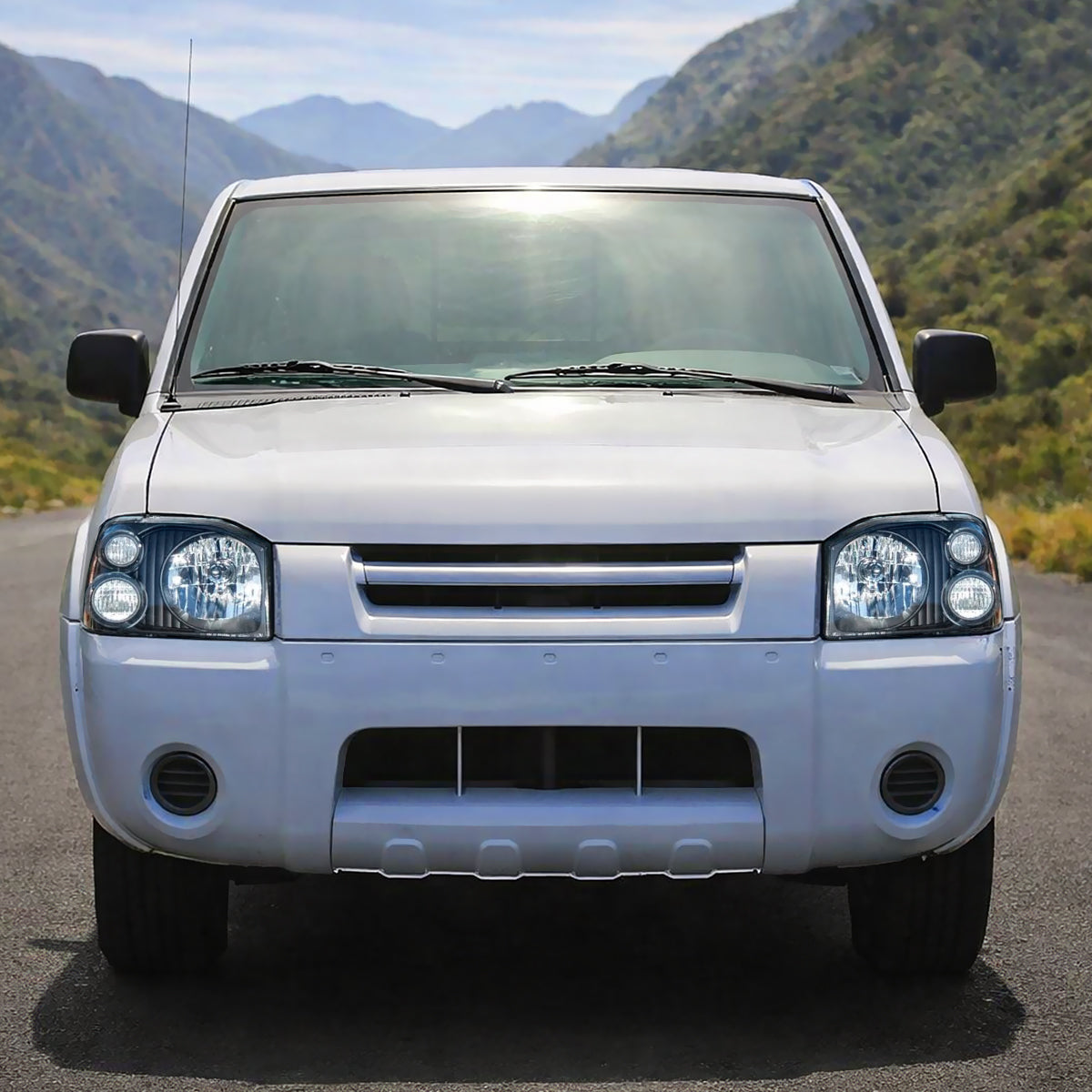 Ronnin - Faros delanteros halógenos para Nissan Frontier 2001-2004 - Par de repuesto | Negro