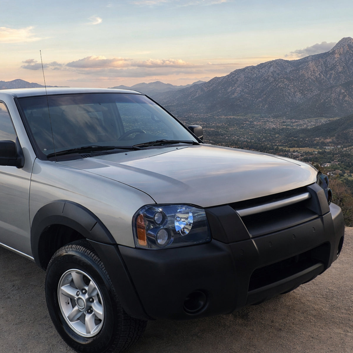 Ronnin - Faros delanteros halógenos para Nissan Frontier 2001-2004 - Par de repuesto | Negro