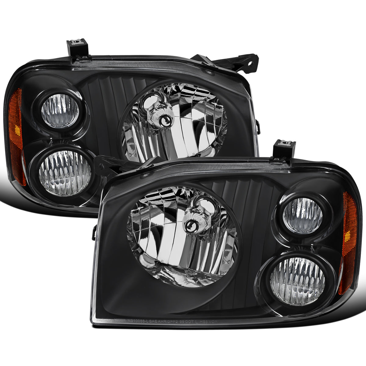 Ronnin - Faros delanteros halógenos para Nissan Frontier 2001-2004 - Par de repuesto | Negro