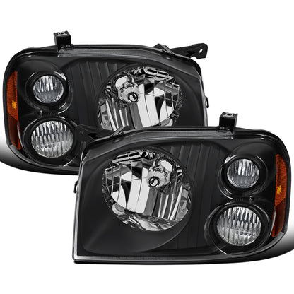 Ronnin - Faros delanteros halógenos para Nissan Frontier 2001-2004 - Par de repuesto | Negro