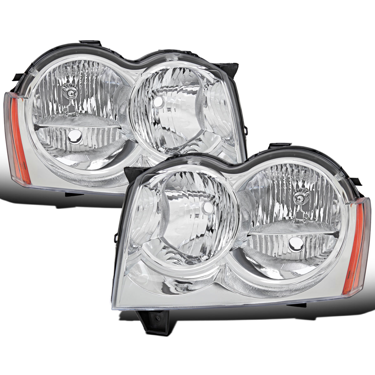 Ronnin - Compatible con Jeep Grand Cherokee 2005-2007 Conjunto de Faros Halógenos Par de Reemplazo | Cromado
