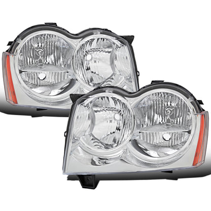 Ronnin - Compatible con Jeep Grand Cherokee 2005-2007 Conjunto de Faros Halógenos Par de Reemplazo | Cromado