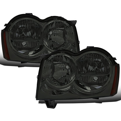 2005-2007 Jeep Grand Cherokee Halogen Headlights Assembly  Replacement Pair | Smoke