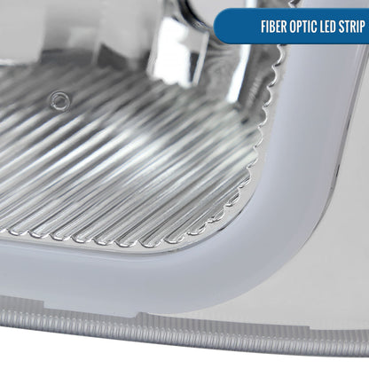 Ronnin - Fits 1999-2007 GMC Sierra 1500 2500 3500 Upgraded Replacement LED Tube Running Lights Headlights Assembly Pair | Chrome