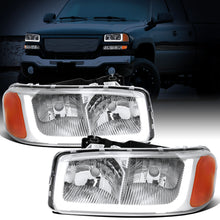 Ronnin - Fits 1999-2007 GMC Sierra 1500 2500 3500 Upgraded Replacement LED Tube Running Lights Headlights Assembly Pair | Chrome