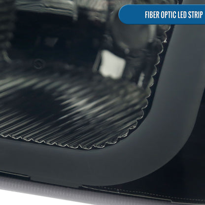 Ronnin - Fits 1999-2007 GMC Sierra 1500 2500 3500 Upgraded Replacement LED Tube Running Lights Headlights Assembly Pair | Smoke