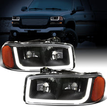 Ronnin - Fits 1999-2007 GMC Sierra 1500 2500 3500 Upgraded Replacement LED Tube Running Lights Headlights Assembly Pair | Black