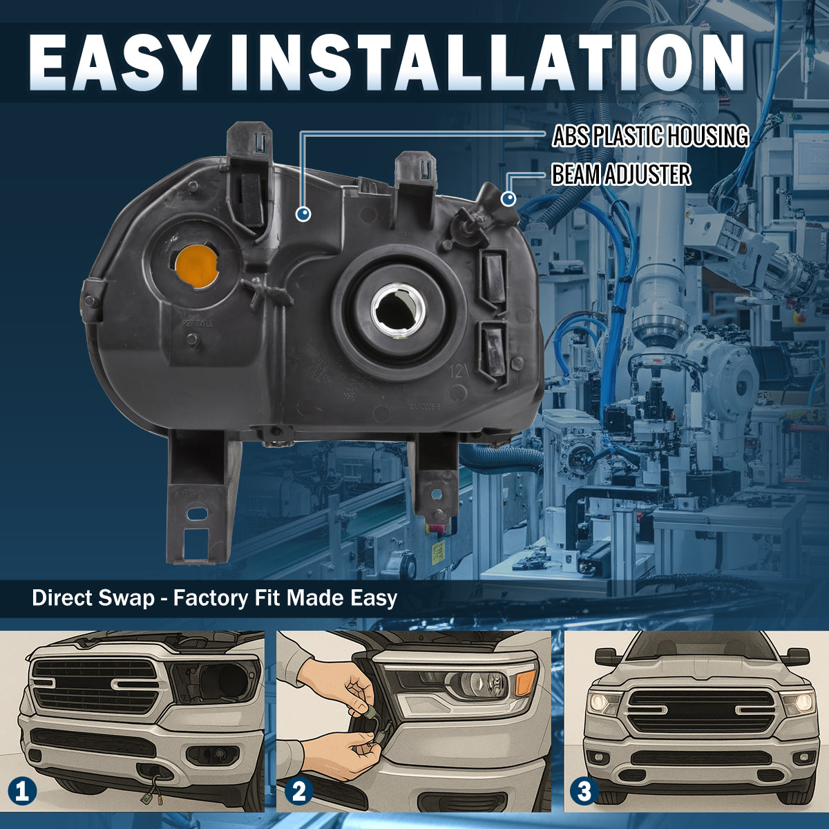 Ronnin - Conjunto de faros de repuesto para Chevy HHR 2006-2011, par | Cromado