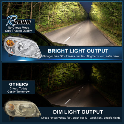 Ronnin - Conjunto de faros de repuesto para Chevy HHR 2006-2011, par | Cromado