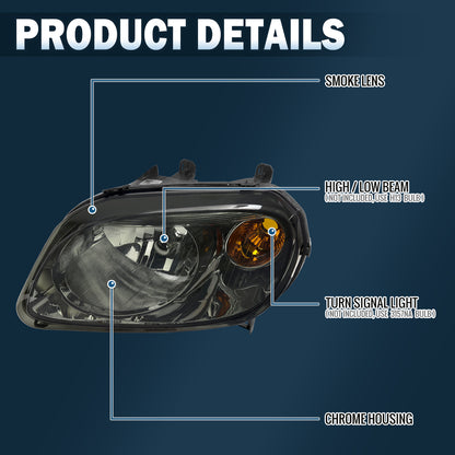 Ronnin - Se adapta a Chevy HHR 2006-2011 Par de faros delanteros de repuesto | Ahumado