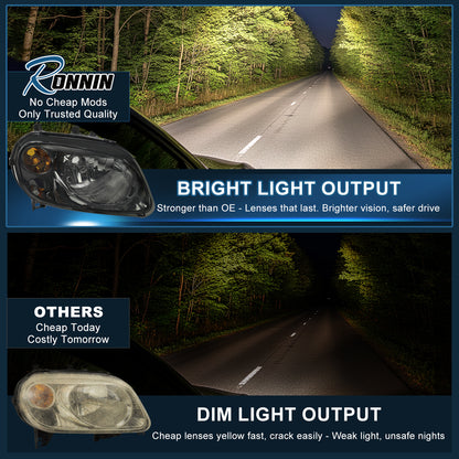 Ronnin - Se adapta a Chevy HHR 2006-2011 Par de faros delanteros de repuesto | Ahumado