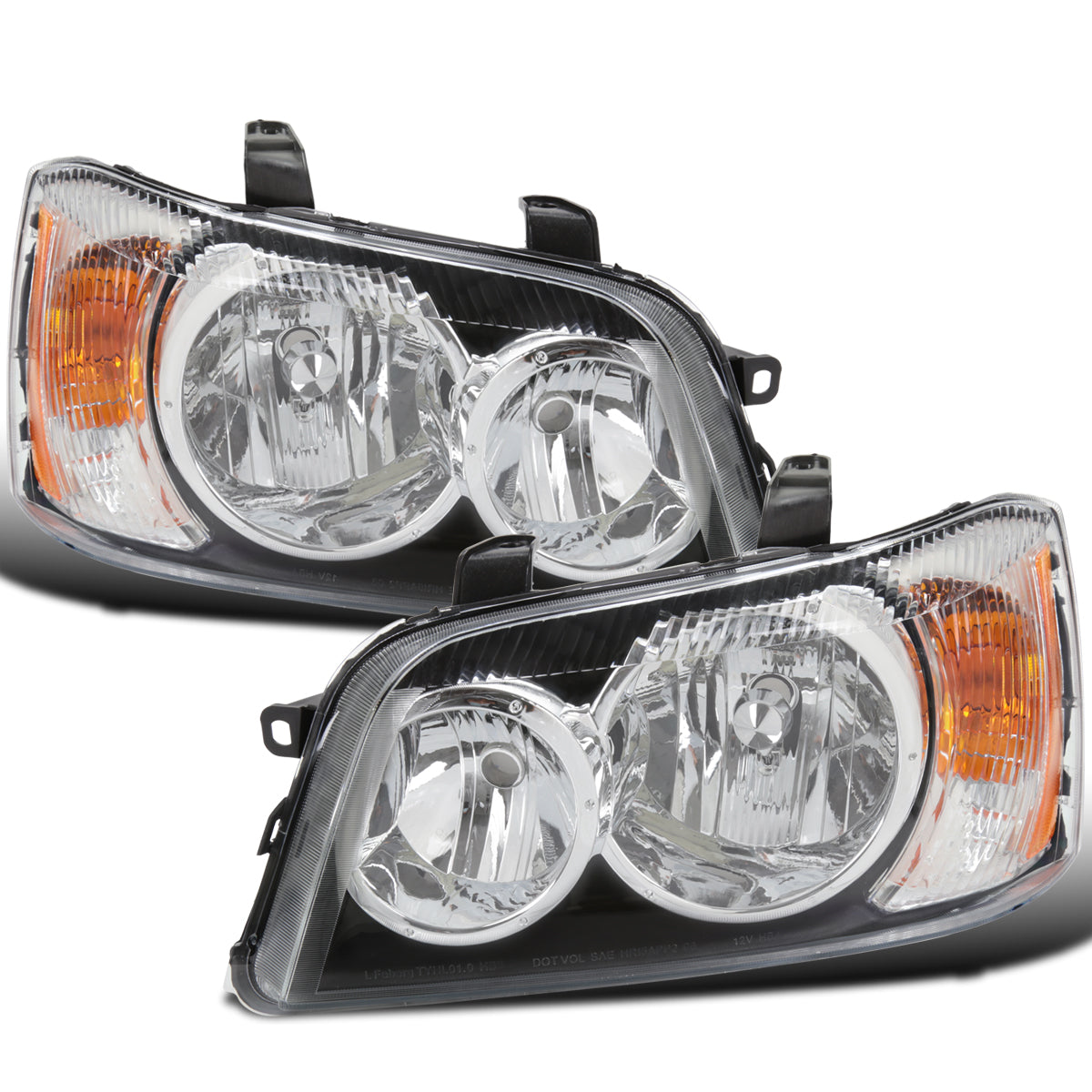 Ronnin - Fits 2001-2003 Toyota Highlander Factory Replacement Headlights Headlamp Assembly Pair | Chrome