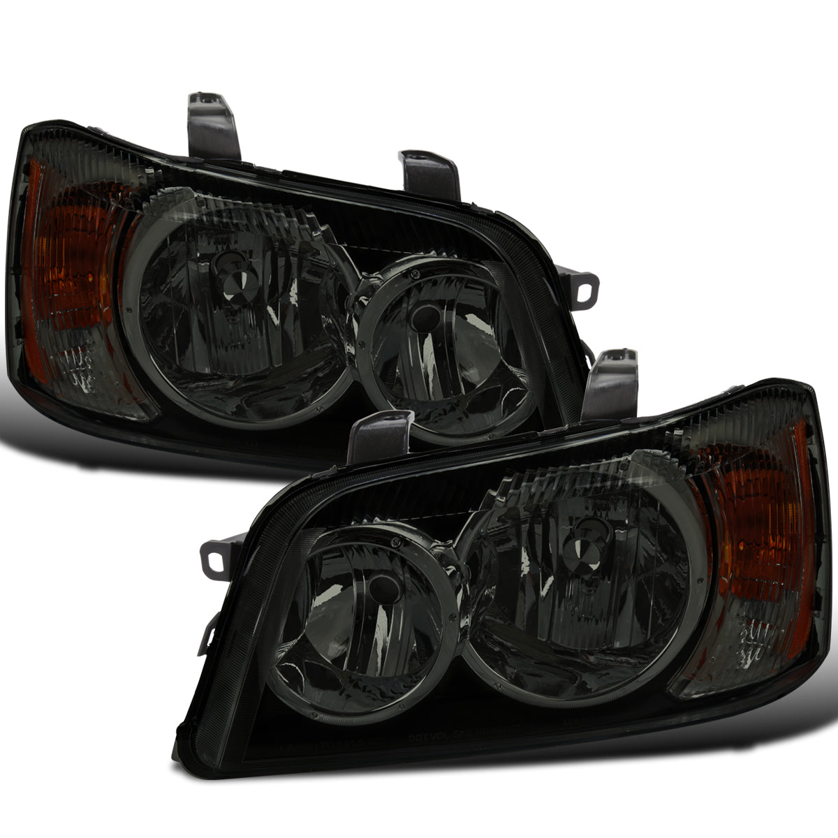 Ronnin - Fits 2001-2003 Toyota Highlander Factory Replacement Headlights Headlamp Assembly Pair | Black Smoke