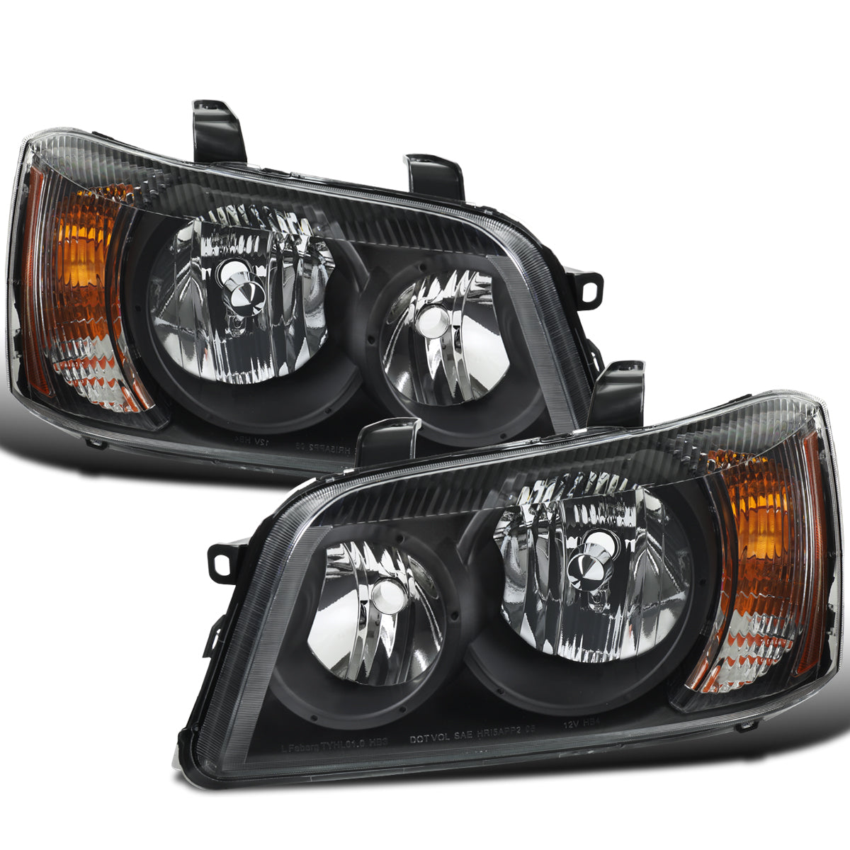 Ronnin - Fits 2001-2003 Toyota Highlander Factory Replacement Headlights Headlamp Assembly Pair | Black