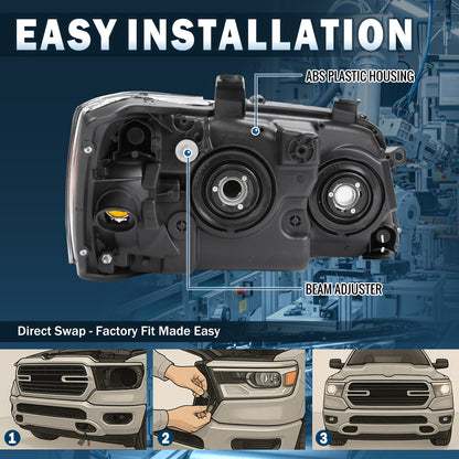 Ronnin - Compatible con Toyota Highlander 2004-2007, juego de 2 faros delanteros de repuesto | Cromado