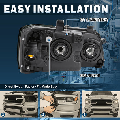 Ronnin - Compatible con Toyota Highlander 2004-2007 - Par de faros delanteros de repuesto | Ahumados