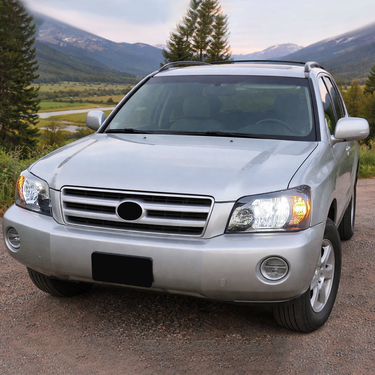 Ronnin - Compatible con Toyota Highlander 2004-2007 | Par de ensamblajes de faros delanteros de repuesto | Negro