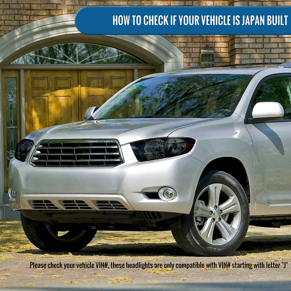 Ronnin - Fits 2008-2010 Toyota Highlander Base Limited SR5 SE Headlights Japan Built Halogen Models Replacement Pair | Smoke