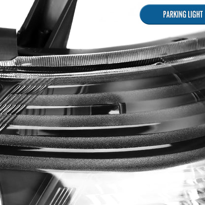 Ronnin - Fits 2008-2010 Toyota Highlander Base Limited SR5 SE Headlights Japan Built Halogen Models Replacement Pair | Black