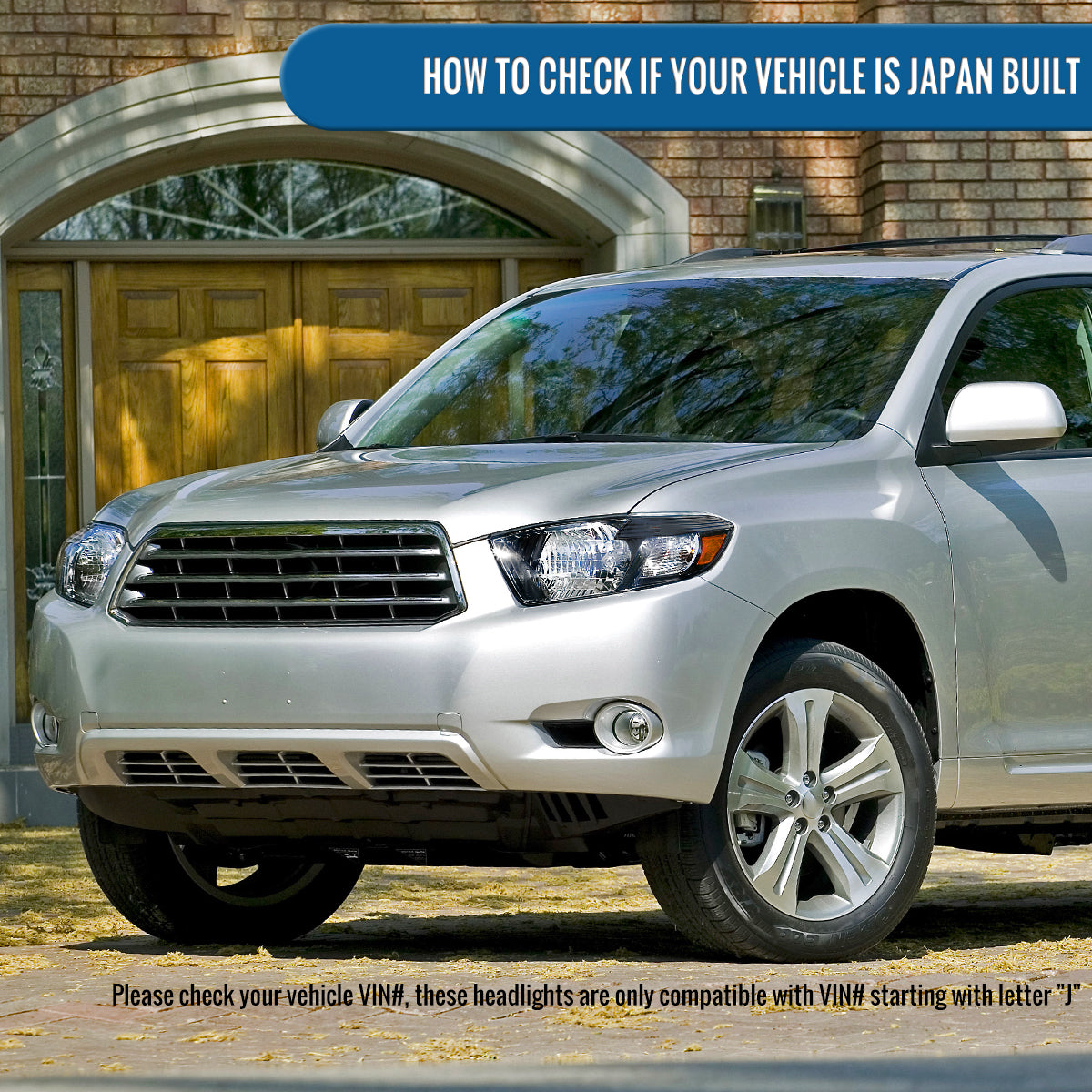 Ronnin - Fits 2008-2010 Toyota Highlander Base Limited SR5 SE Headlights Japan Built Halogen Models Replacement Pair | Black