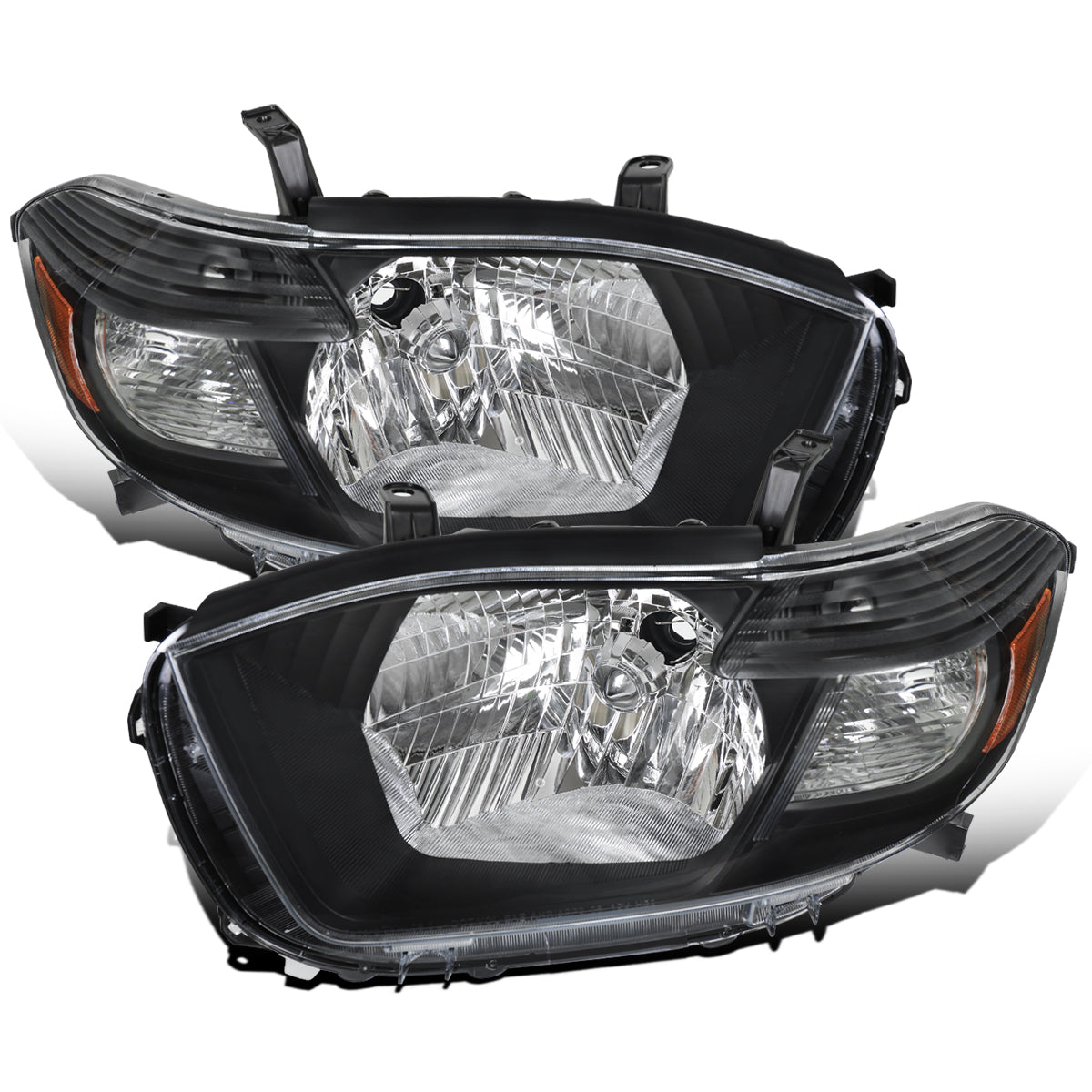 Ronnin - Fits 2008-2010 Toyota Highlander Base Limited SR5 SE Headlights Japan Built Halogen Models Replacement Pair | Black