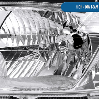 Ronnin - Fits 2008-2010 Toyota Highlander Base Limited SR5 SE Headlights Japan Built Halogen Models Replacement Pair | Chrome