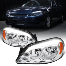Ronnin - Fits 2006-2013 Chevy Impala 2006-2007 Monte Carlo 2014-2016 Impala Limited Upgraded Replacement LED Tube Running Lights Halogen Headlights Assembly Pair | Chrome