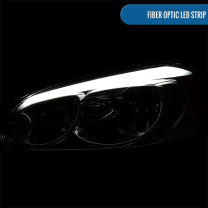2006-2013 Chevy Impala 2006-2007 Monte Carlo 2014-2016 Impala Limited Upgraded Replacement LED Tube Running Lights Halogen Headlights Assembly Pair | Smoke
