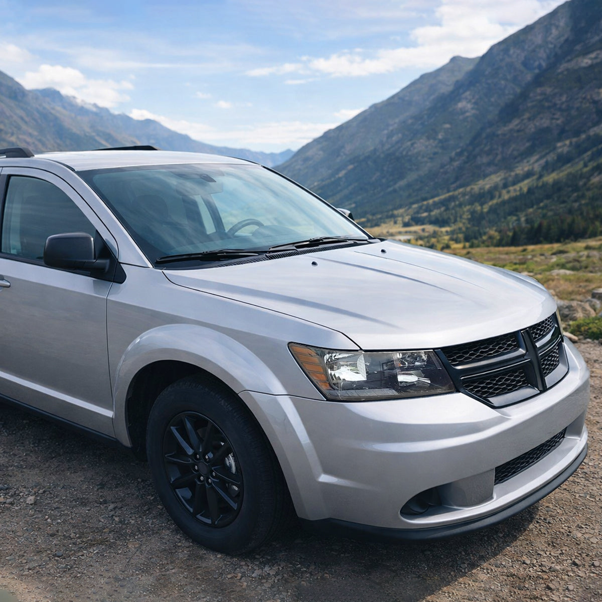 Ronnin - Compatible con Dodge Journey 2009-2020 | Par de ensamblaje de faros delanteros de repuesto | Negro